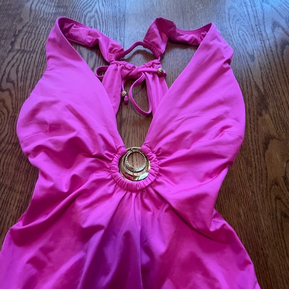 Sunshine 79 Gypset V-Plunge One Piece Electric Pink Swim Bathing Suit S - Picture 4 of 9